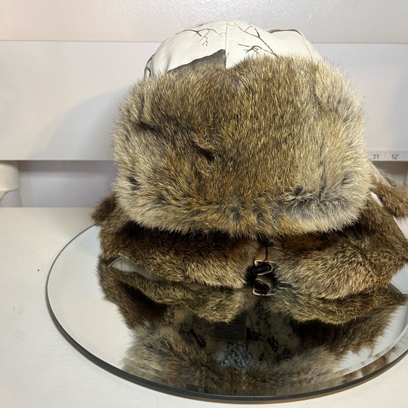 Canvas Bomber Hat -Realtree Snow w/Brown Rabbit Fur Size Medium LNWOT - Picture 8 of 13